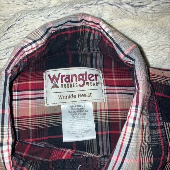 Wrangler Rugged Wear Western Plaid Collared Long Sleeve Button Up Shirt size XL - Picture 3 of 7